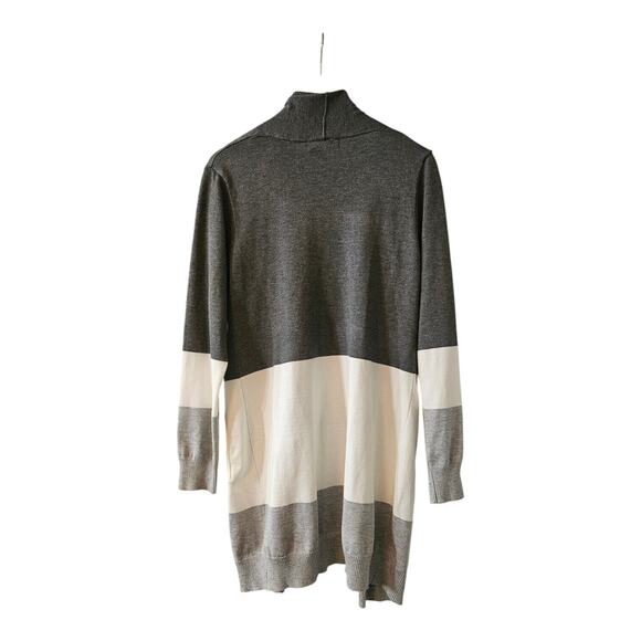 Grace Karin NWT Womens XL Open Color Block Cardigan Sweater Long Grey White - Picture 2 of 8